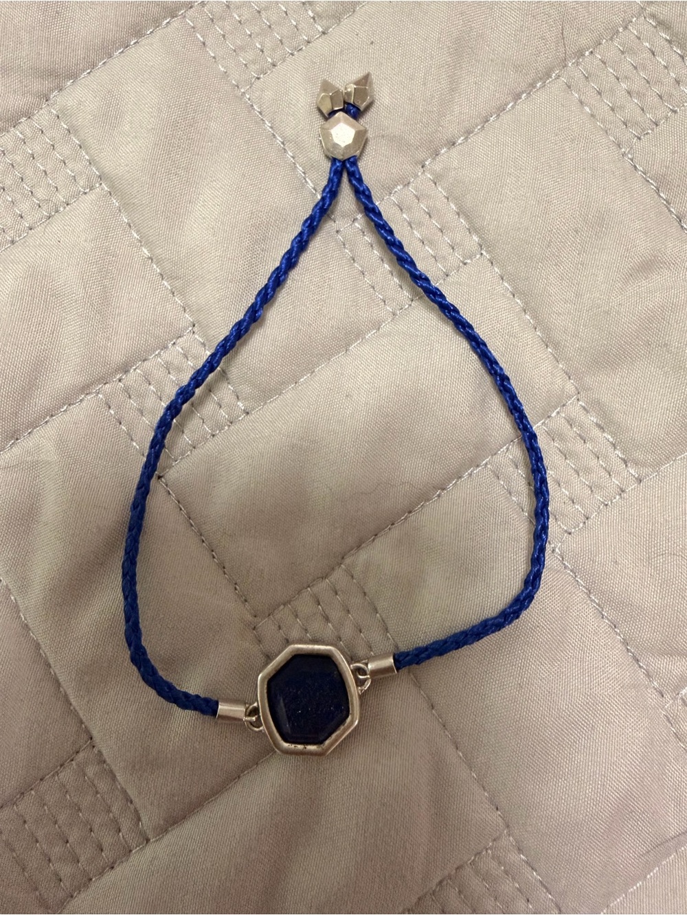 Kendra Scott Blue Druzy Adjustable Cord Bracelet Silver Tone